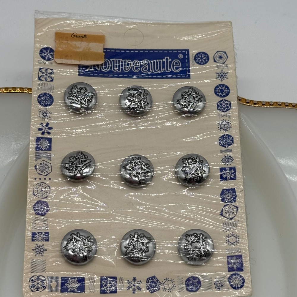 Vintage Nouveaute Metal Military Buttons Card Eagle Shield Crest Blazer 9pc NOS